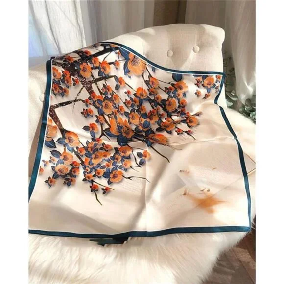 100% Pure Mulberry Silk Square Scarf 27"x27" Women Neckerchief - Picture 2 of 6